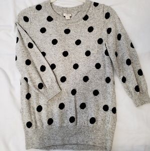 J. Crew Factory Grey and Black Polka-dot Sweater